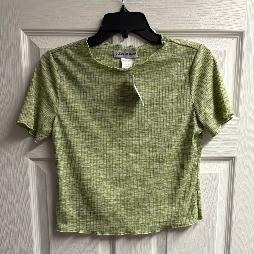 NWT Cotton Emporium Nordstrom Rack Green Space Dye Top Size Small